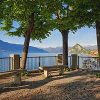 Buy canvas prints of A Spring Evening at Lake Maggiore by Gisela Scheffbuch