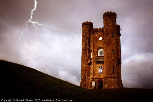 Broadway Tower with Lightning Picture Board by RJ Bowler