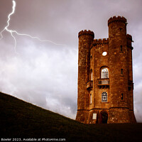 Buy canvas prints of Broadway Tower with Lightning by RJ Bowler