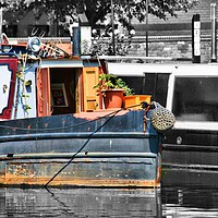 Buy canvas prints of Colorful Narrowboats in Birmingham by RJ Bowler