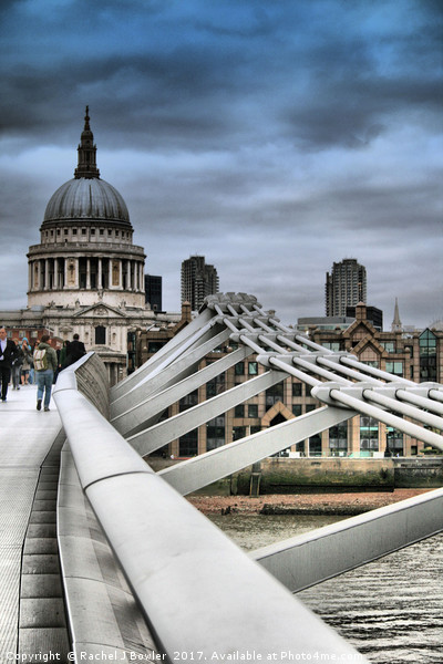 St Paul's Cathedral and Millennium Bridge Picture Board by RJ Bowler