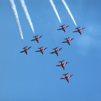 Buy canvas prints of Red arrows airshow formation by Matthias Hauser