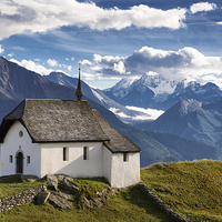 Buy canvas prints of Chapel Swiss Mountains Switzerland by Matthias Hauser