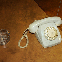 Buy canvas prints of Old grey rotary phone by Matthias Hauser