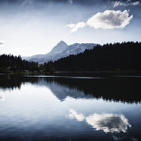 Buy canvas prints of Water reflection black and blue by Matthias Hauser
