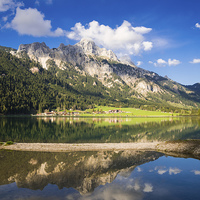 Buy canvas prints of Mountain landscape Austria water reflection by Matthias Hauser