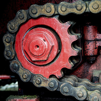 Buy canvas prints of Gear wheel and chain by Matthias Hauser
