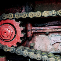 Buy canvas prints of Locomotive detail gear wheel by Matthias Hauser