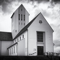 Buy canvas prints of  Skalholt church Iceland black and white by Matthias Hauser