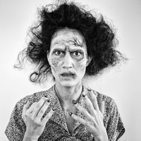 Buy canvas prints of  Zombie woman portrait black and white by Matthias Hauser