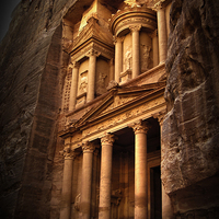 Buy canvas prints of Treasury Temple in Petra Jordan by Heather Wise