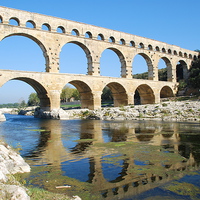 Buy canvas prints of Pont du Gard, aqueduct, Languedoc, France by Peter Bundgaard Kris