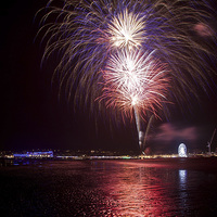 Buy canvas prints of Fireworks at Weston-super-Mare by Nick Pound