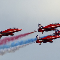 Buy canvas prints of  The Royal Air Force Red Arrows 2014 by Peter Farrington