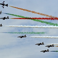 Buy canvas prints of The Frecce Tricolori Running Break by Peter Farrington
