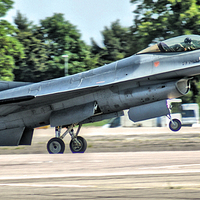 Buy canvas prints of  F16 Touch Down by Peter Farrington