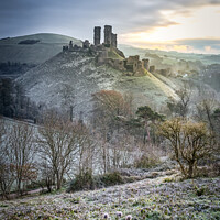 Buy canvas prints of Corfe Castle Winters Morning  by Shaun Jacobs