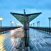 Buy canvas prints of Boscombe pier rainy morning  by Shaun Jacobs