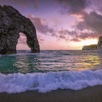 Buy canvas prints of  Durdle Door sunset  by Shaun Jacobs