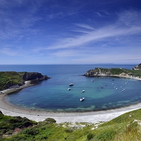 Buy canvas prints of  Lulworth cove summer afternoon by Shaun Jacobs