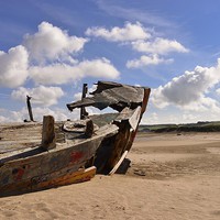 Buy canvas prints of  Wrecked ship in the sand  by Shaun Jacobs