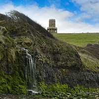 Buy canvas prints of Clavell tower and waterfall by Shaun Jacobs