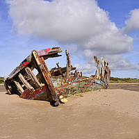 Buy canvas prints of Fishing boat wrecked on the sand by Shaun Jacobs