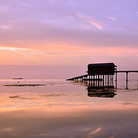Buy canvas prints of Sunrise at Bembridge life boat pier by Shaun Jacobs