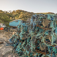 Buy canvas prints of Fishing boat and lobster pots  by Shaun Jacobs