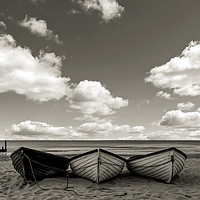 Buy canvas prints of Fishing boats on a beach by Shaun Jacobs