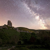 Buy canvas prints of Corfe castle milky way  by Shaun Jacobs