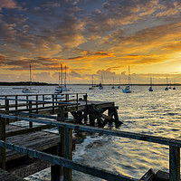 Buy canvas prints of Lake pier in Hamworthy Dorset at sunset  by Shaun Jacobs
