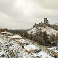 Buy canvas prints of Corfe Castle winter Landscape  by Shaun Jacobs