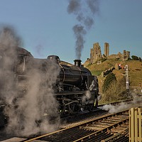 Buy canvas prints of Corfe station steam train  by Shaun Jacobs