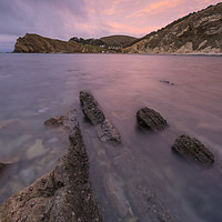 Buy canvas prints of Lulworth cove sunrise  by Shaun Jacobs