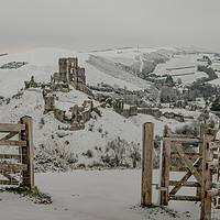 Buy canvas prints of Winters gateway to Corfe Castle  by Shaun Jacobs
