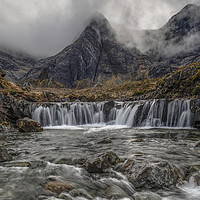 Buy canvas prints of Fairy Pools waterfall on a moody morning  by Shaun Jacobs