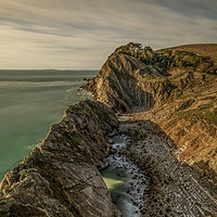 Buy canvas prints of Sunset over Stair Hole In Lulworth Dorset  by Shaun Jacobs