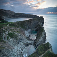 Buy canvas prints of Winter sunrise at Stair Hole  by Shaun Jacobs