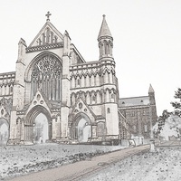 Buy canvas prints of Sketch of St Albans Abbey. by Mark Franklin