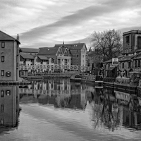 Buy canvas prints of narrowboats moored in  lancaster canal basin  by keith hannant
