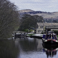 Buy canvas prints of  narrowboat at  gargrave lock by keith hannant