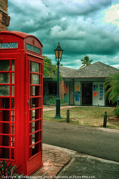 Red Telephone Box  antigua Picture Board by keith hannant