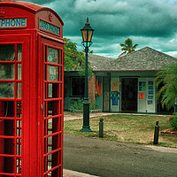 Buy canvas prints of Red Telephone Box  antigua by keith hannant