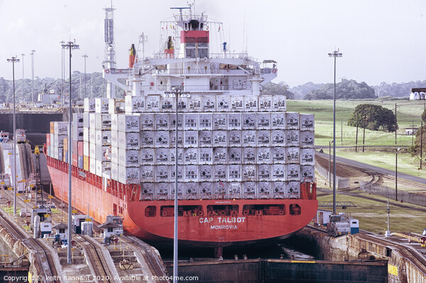 container ship entering panama canal Picture Board by keith hannant