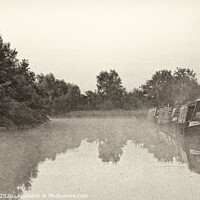 Buy canvas prints of narrowboats in the mist by keith hannant