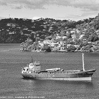Buy canvas prints of freighter island of grenada in  monochrome by keith hannant