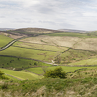 Buy canvas prints of view over Hope Valley, The Dale and Stanage Edge,  by Julie Woodhouse