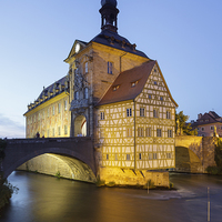 Buy canvas prints of Old Town Hall and the Obere Bridge in Bamberg by Julie Woodhouse