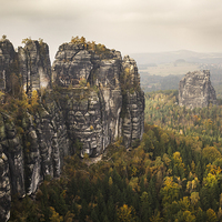 Buy canvas prints of view of the Schrammstein rocks in the Elbe Sandsto by Julie Woodhouse
